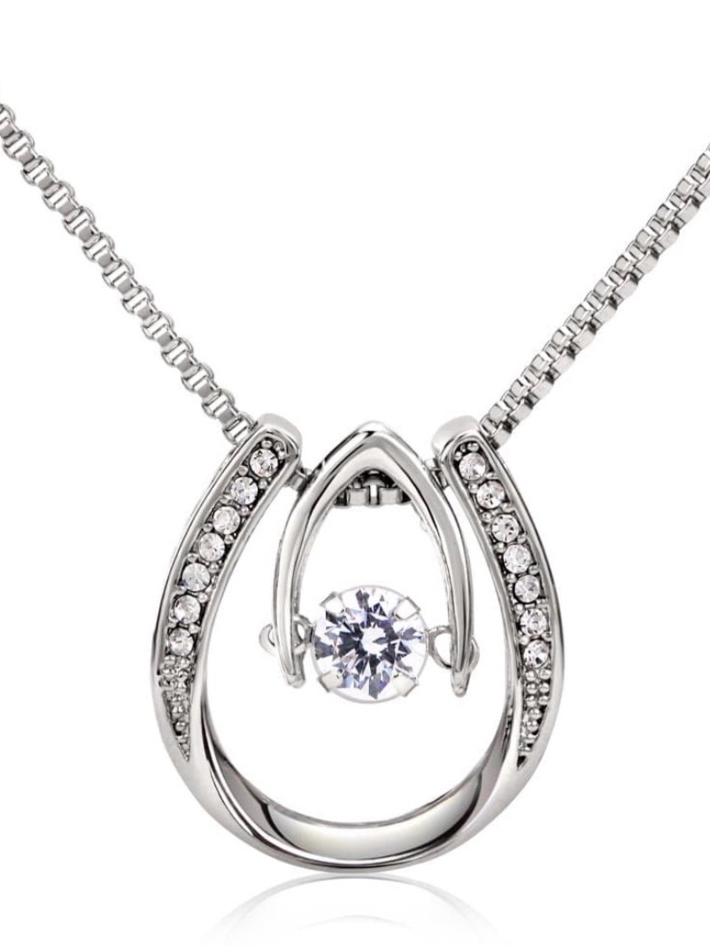 SUGAR SPRING Co. Dancing with Luck Horseshoe Necklace in White Gold
